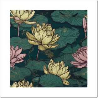 Water lilies pattern Posters and Art